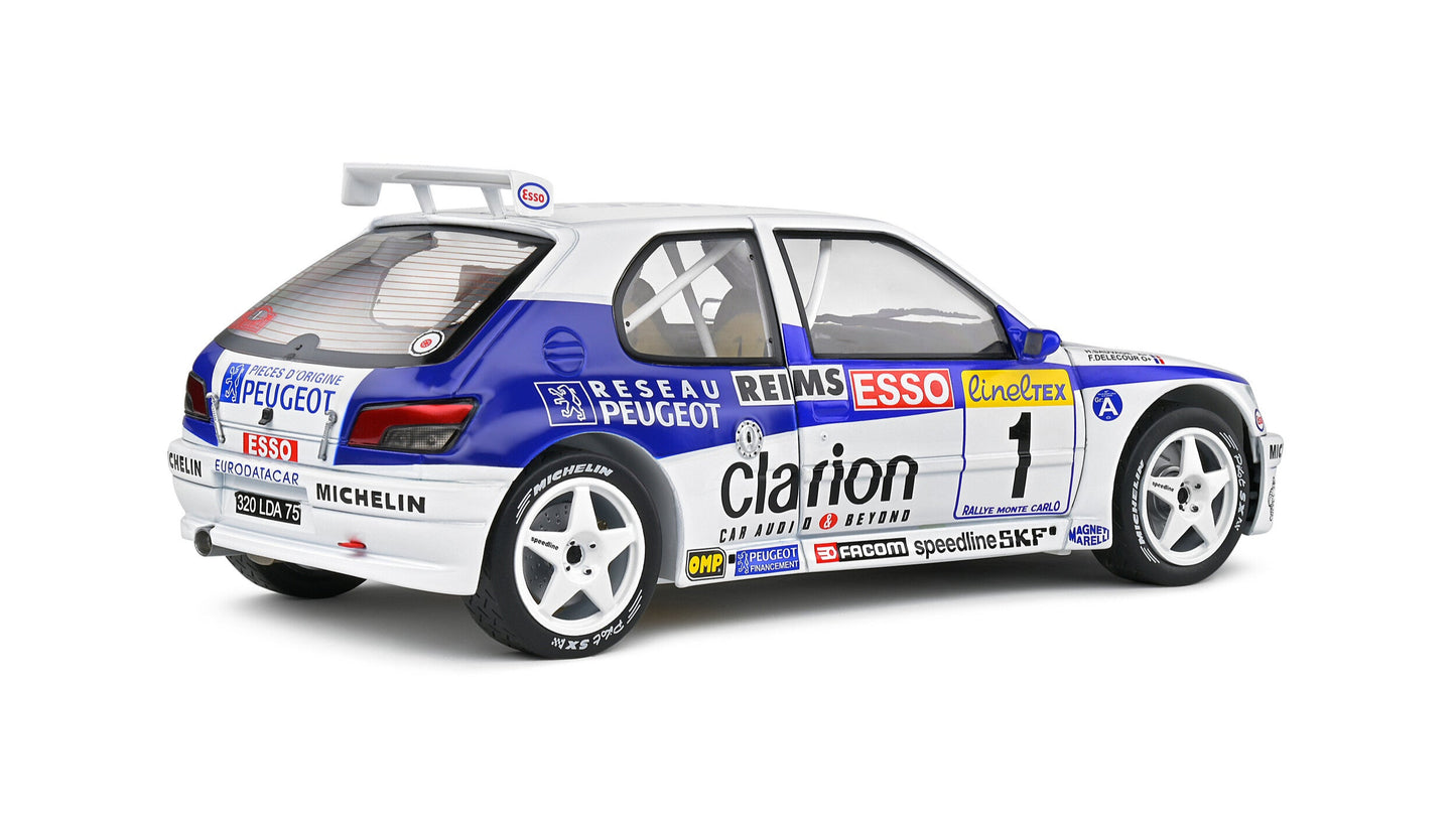 PEUGEOT 306 MAXI WHITE #1 F.DELECOUR/M.SAUVAGE RALLYE MONTE CARL - Solido - 1/18