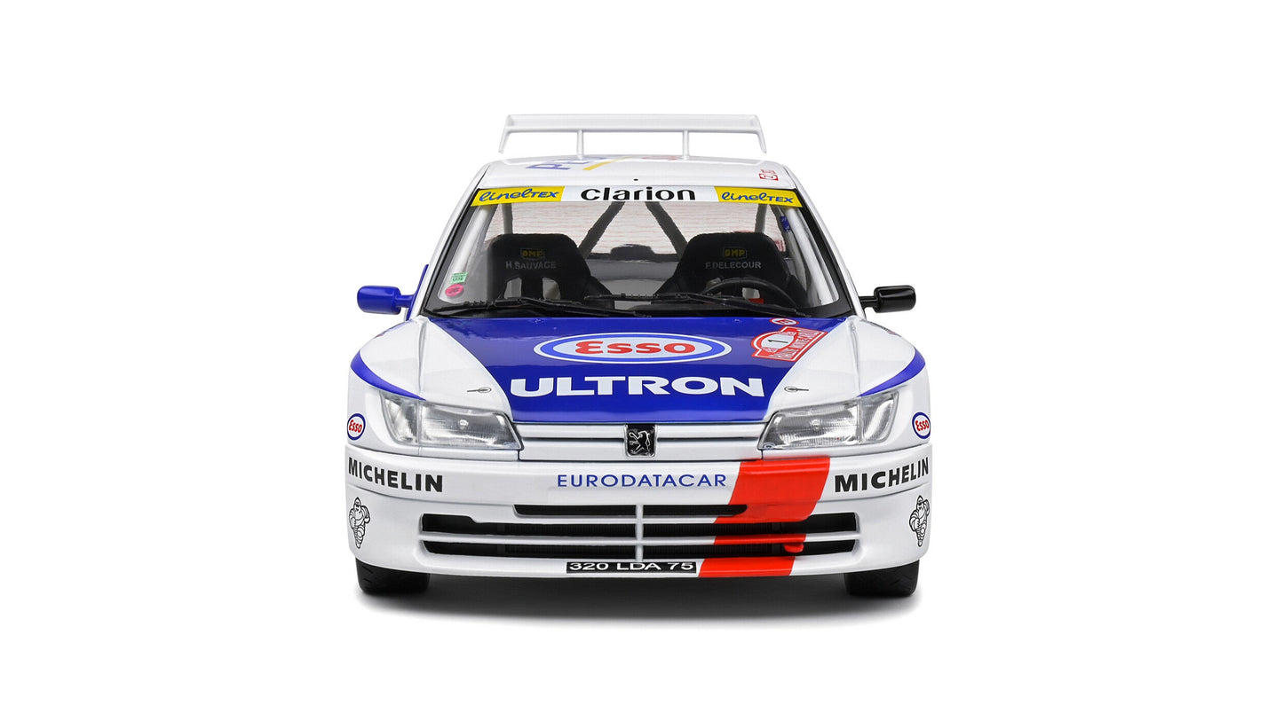 PEUGEOT 306 MAXI WHITE #1 F.DELECOUR/M.SAUVAGE RALLYE MONTE CARL - Solido - 1/18