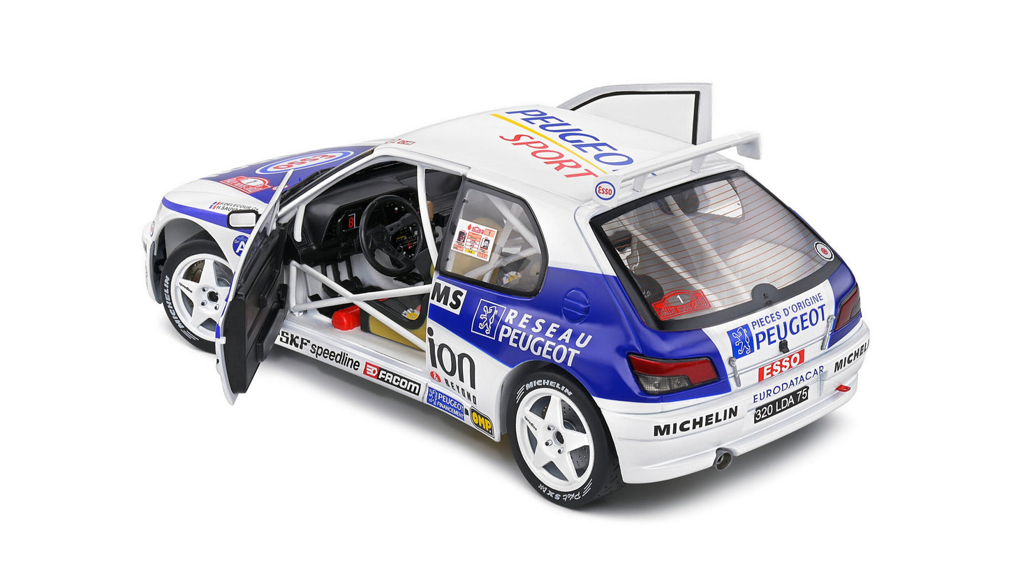 PEUGEOT 306 MAXI WHITE #1 F.DELECOUR/M.SAUVAGE RALLYE MONTE CARL - Solido - 1/18