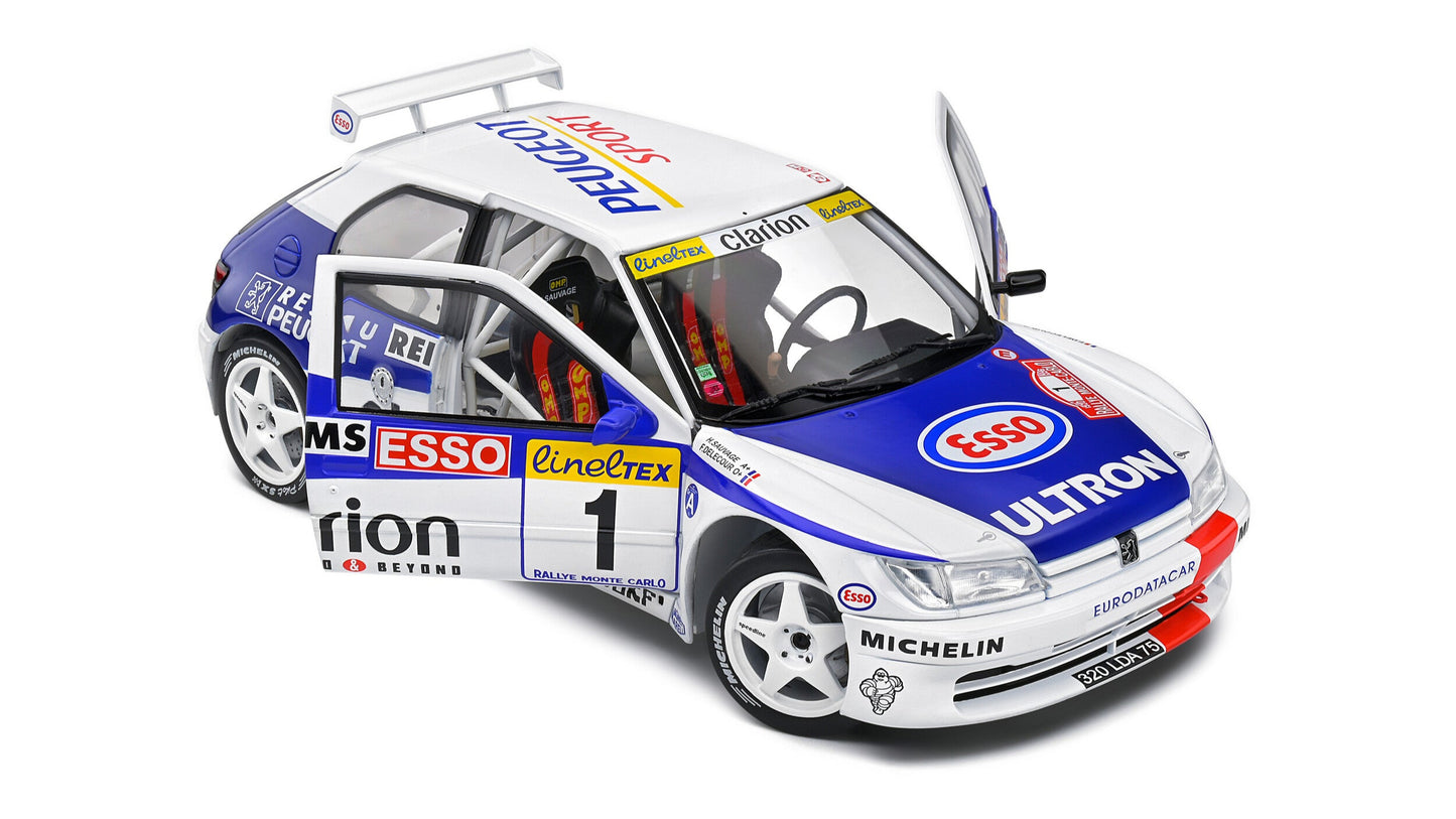 PEUGEOT 306 MAXI WHITE #1 F.DELECOUR/M.SAUVAGE RALLYE MONTE CARL - Solido - 1/18