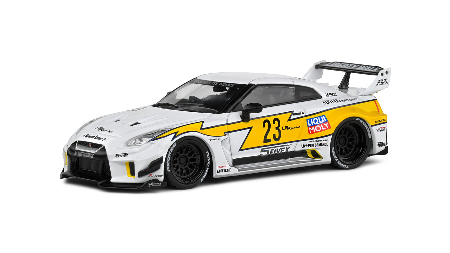 Nissan GTR35 LBWK Silhouette Blanc/Jaune 2019 - Solido - 1/43