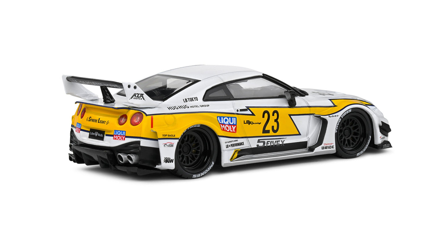 Nissan GTR35 LBWK Silhouette Blanc/Jaune 2019 - Solido - 1/43