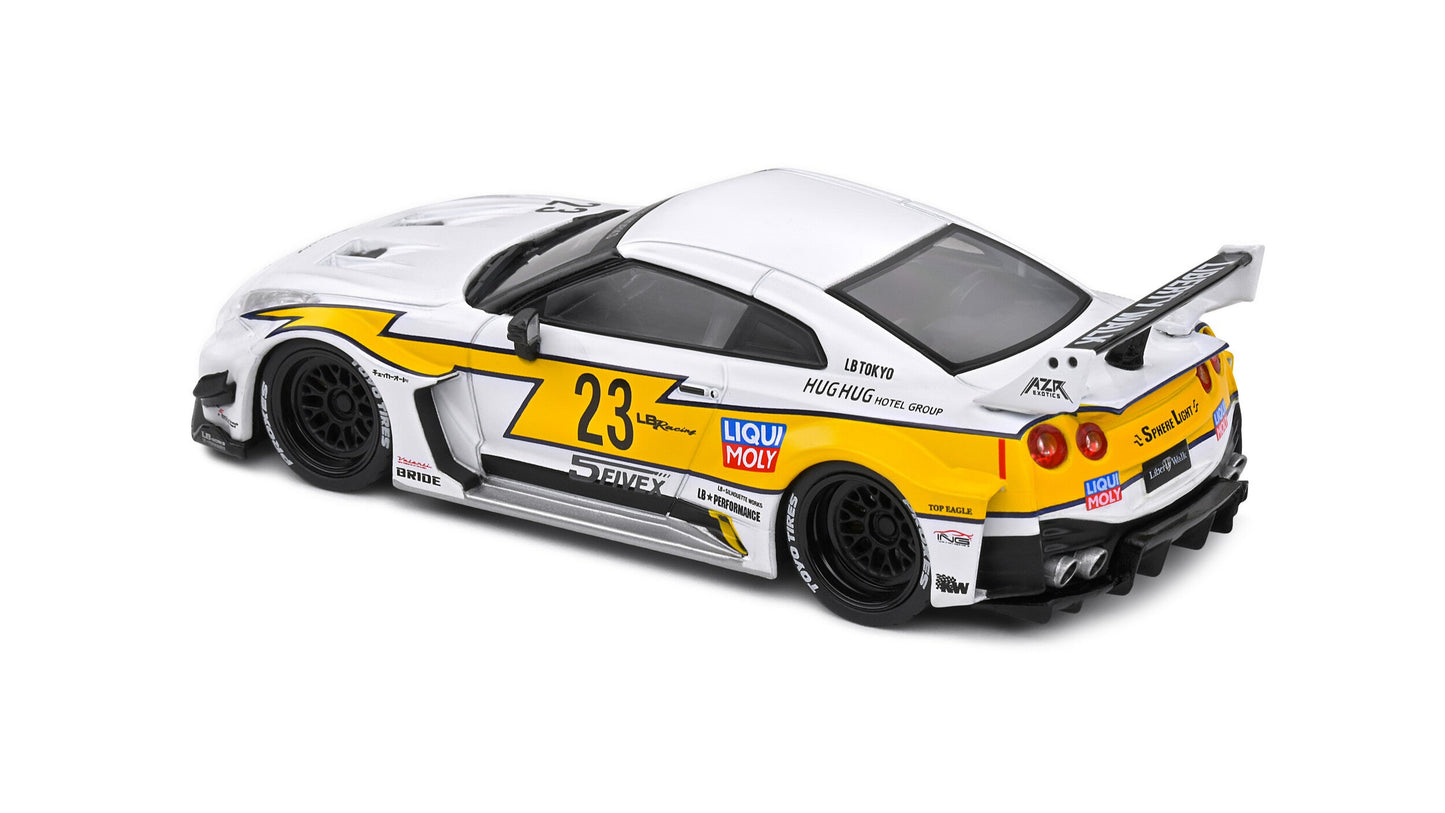 Nissan GTR35 LBWK Silhouette Blanc/Jaune 2019 - Solido - 1/43