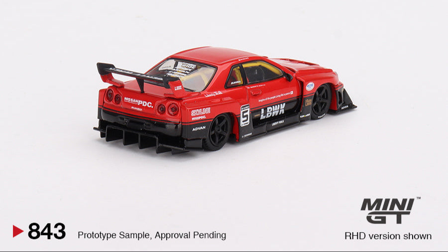 NISSAN SKYLINE GT-R (R34) SUPER SILHOUETTE RED/BLACK 2024 - Mini GT - 1/64