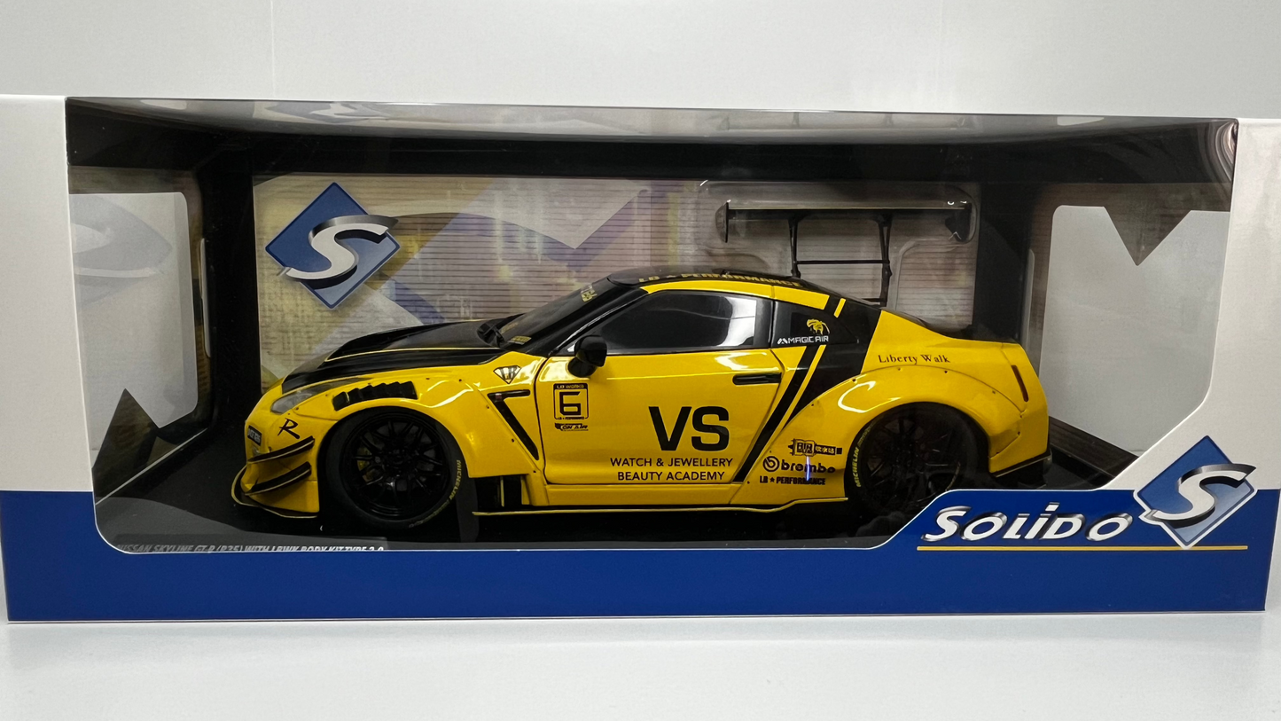 Nissan GT-R (R35) LBWK Jaune/Noir 2.0 (2020) - Solido - 1/18