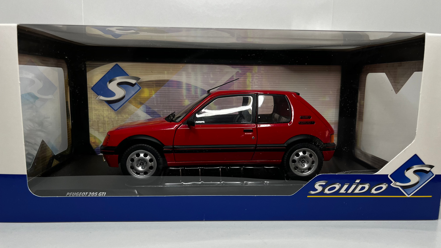 PEUGEOT 205 GTI 1.9L MK 1 ROUGE VALLELUNGA 1988 - Solido - 1/18