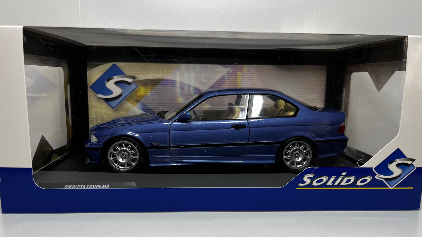 BMW E36 Coupé M3 Bleu Estoril 1990 - Solido - 1/18