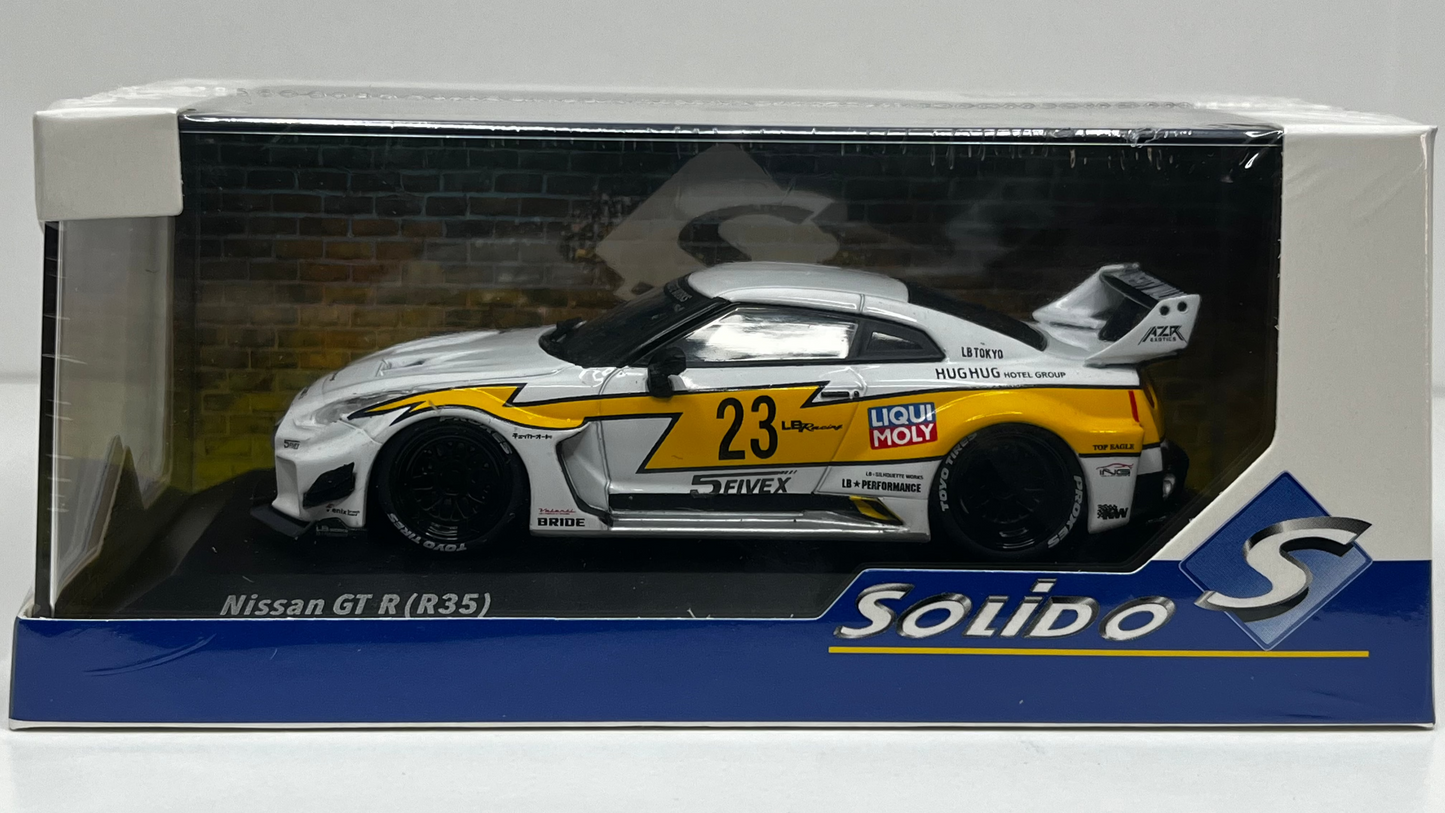 Nissan GTR35 LBWK Silhouette Blanc/Jaune 2019 - Solido - 1/43