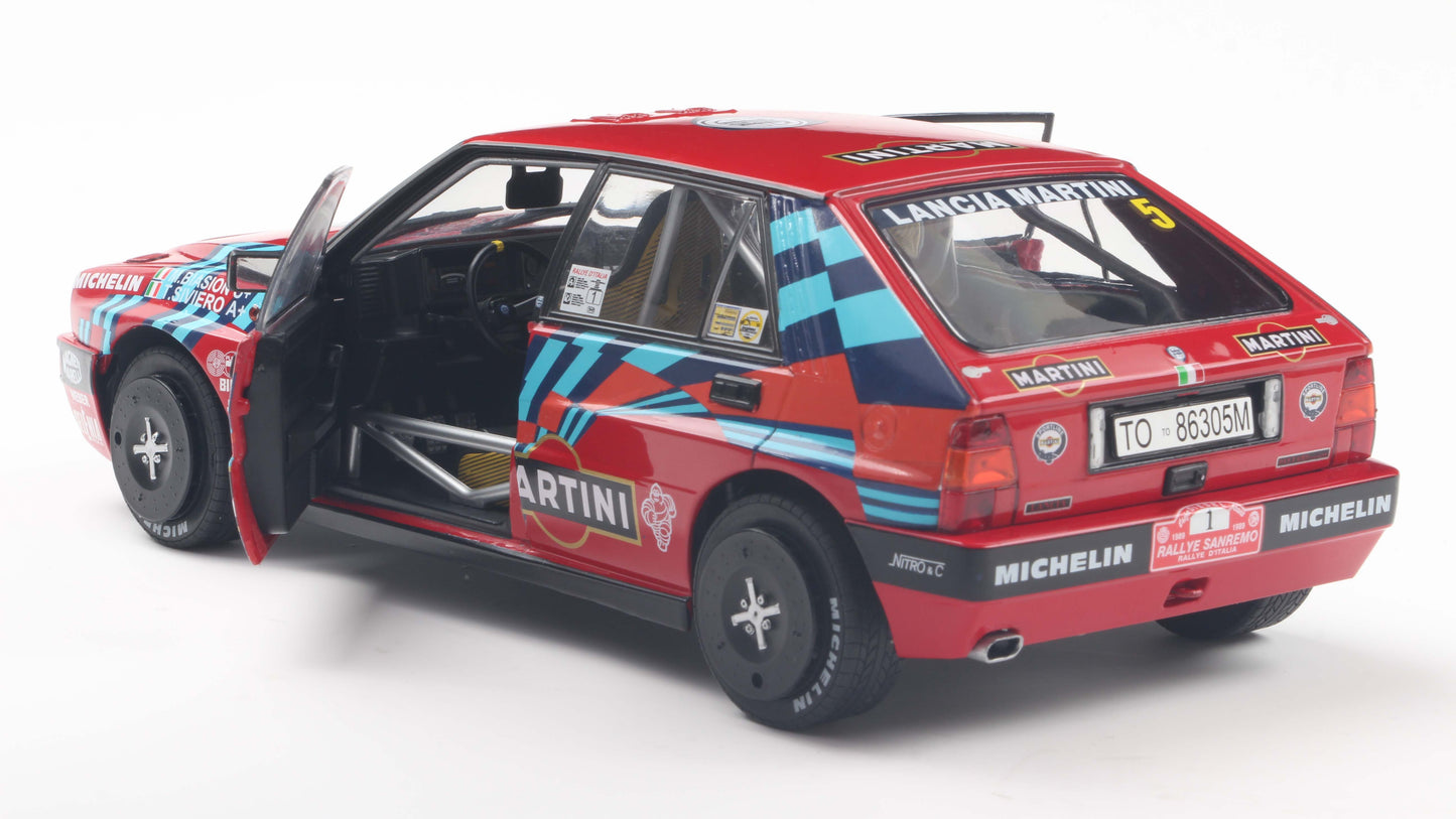 Précommande - LANCIA DELTA HF INTEGRALE RED #1 M.BIASION / T.SIVIERO RALLY SAN REMO 1989 - Solido - 1/18