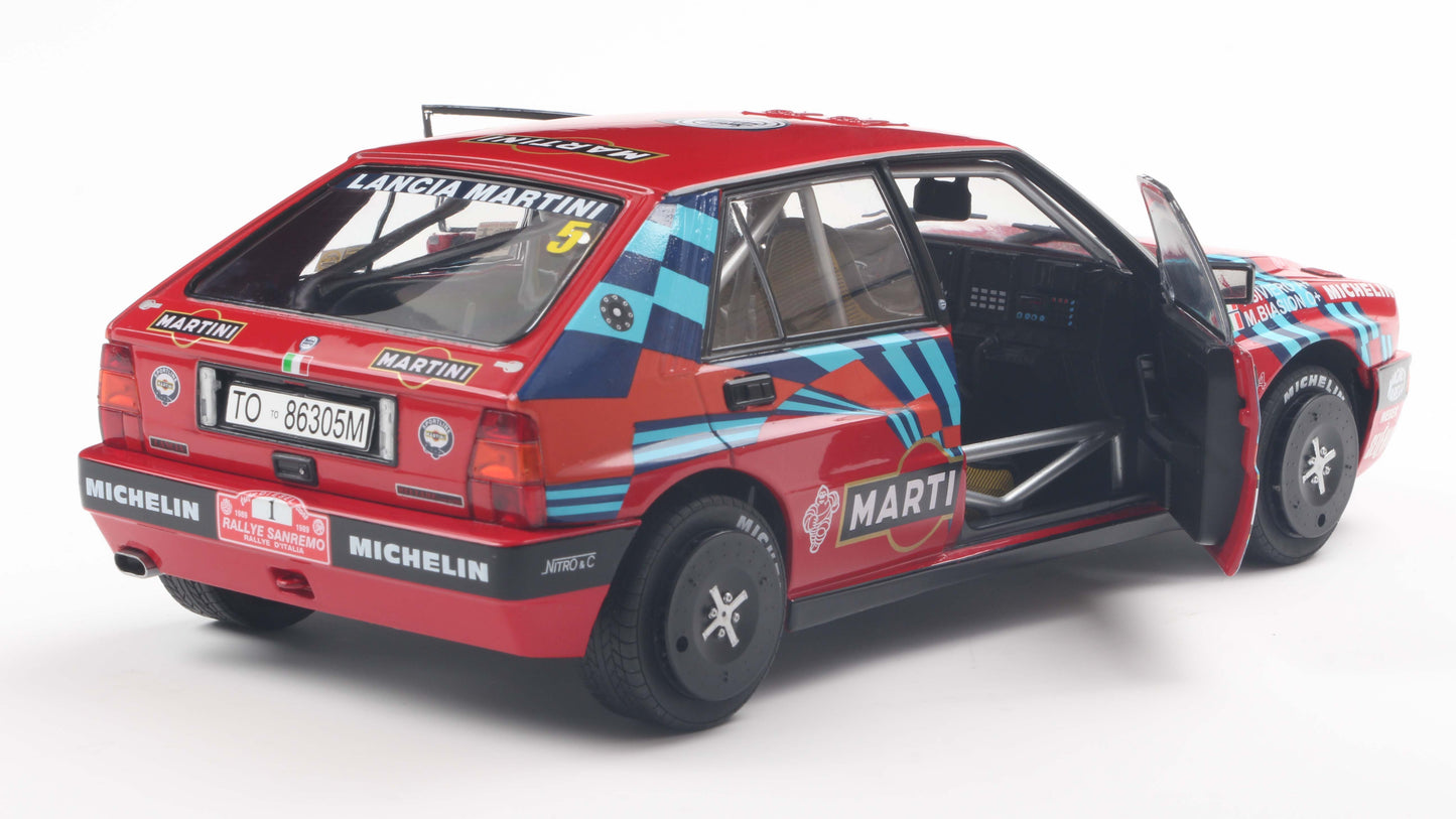 Précommande - LANCIA DELTA HF INTEGRALE RED #1 M.BIASION / T.SIVIERO RALLY SAN REMO 1989 - Solido - 1/18