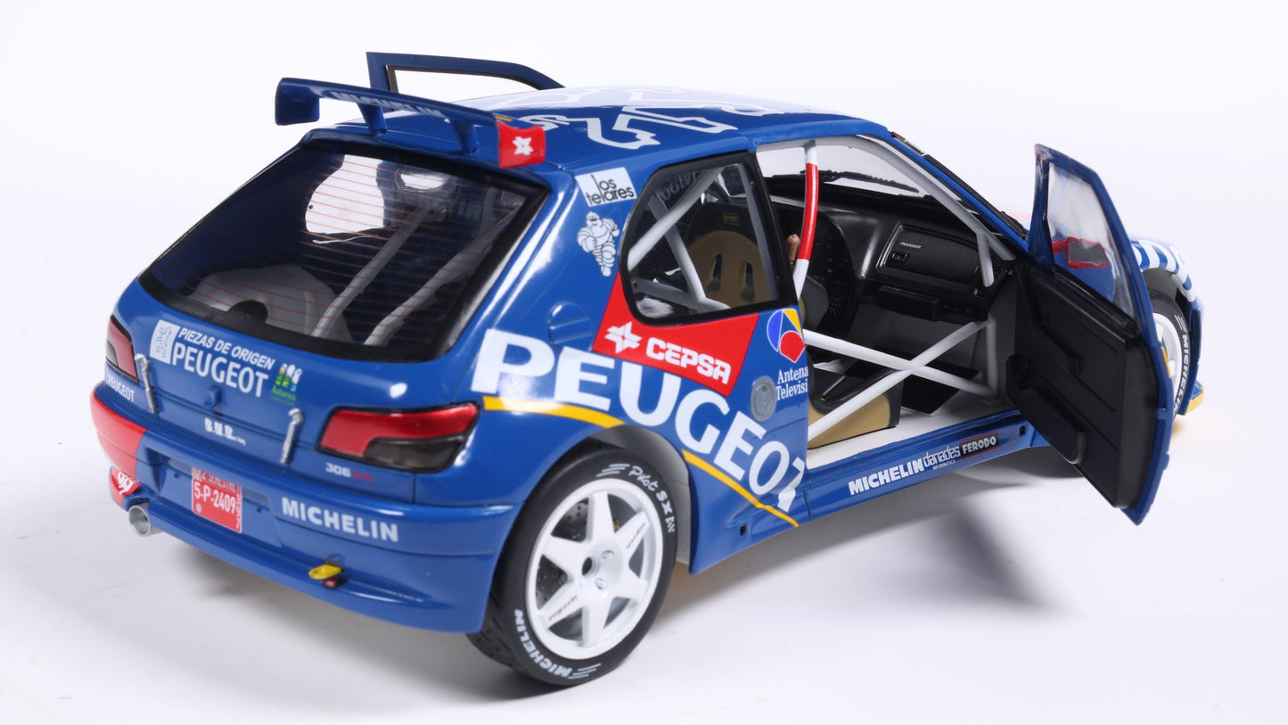 PRECOMMANDE - PEUGEOT 306 MAXI BLUE #2 J.ASCONA / J.BILLMAIER RALLY DE AVILÈS 1997 - Solido - 1/18