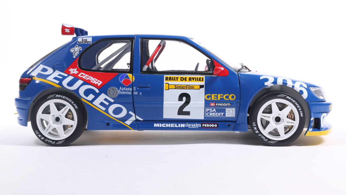 PRECOMMANDE - PEUGEOT 306 MAXI BLUE #2 J.ASCONA / J.BILLMAIER RALLY DE AVILÈS 1997 - Solido - 1/18