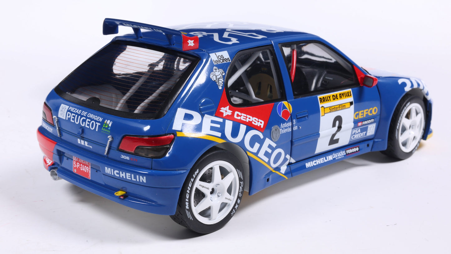 PRECOMMANDE - PEUGEOT 306 MAXI BLUE #2 J.ASCONA / J.BILLMAIER RALLY DE AVILÈS 1997 - Solido - 1/18