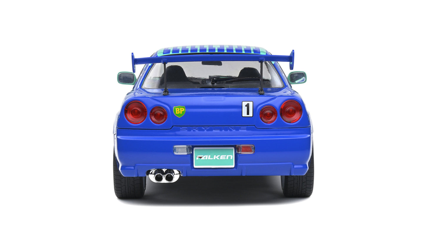 Nissan Skyline (R34) GT-R JGTC 2001 (1999) FALKEN MINT BLEU - Solido - 1/18