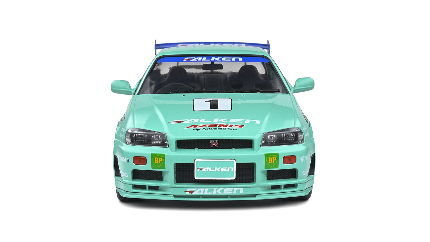 Nissan Skyline (R34) GT-R JGTC 2001 (1999) FALKEN MINT BLEU - Solido - 1/18