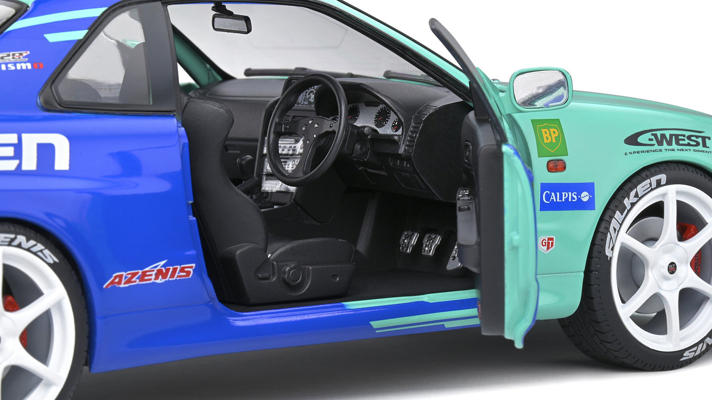 Nissan Skyline (R34) GT-R JGTC 2001 (1999) FALKEN MINT BLEU - Solido - 1/18