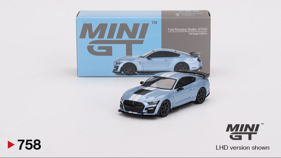 FORD MUSTANG SHELBY GT500 HERITAGE EDITION BRITTANY BLUE 2022 - Mini GT - 1/64