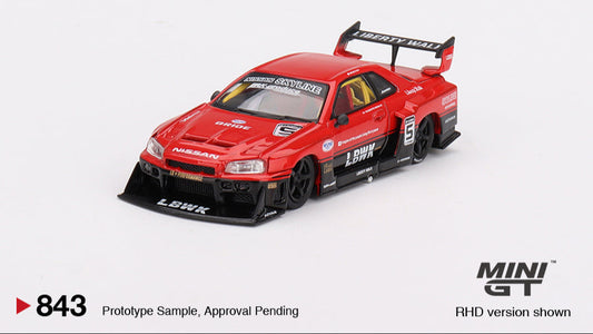 NISSAN SKYLINE GT-R (R34) SUPER SILHOUETTE RED/BLACK 2024 - Mini GT - 1/64