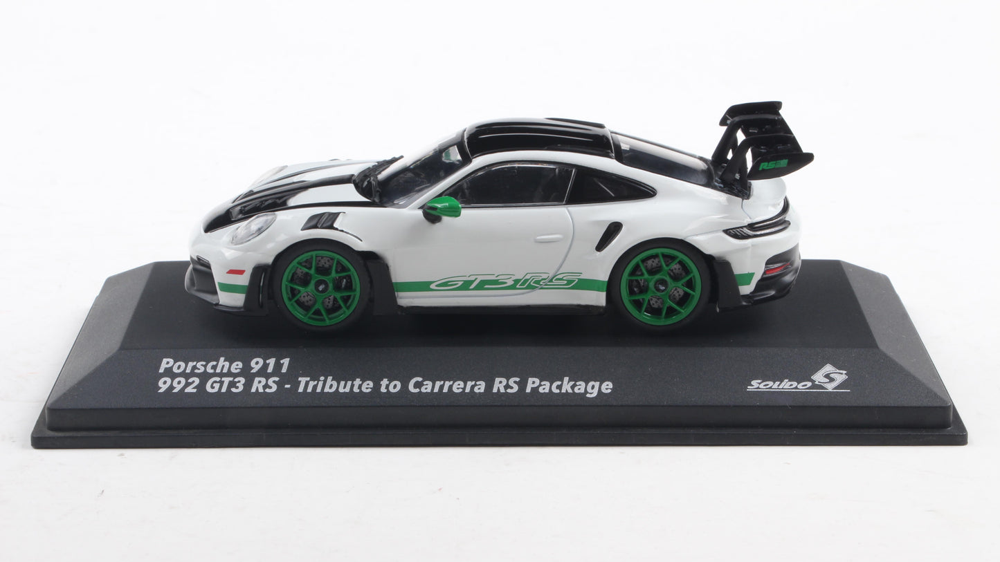 PRECOMMANDE - PORSCHE 911 (992) GT3 RS TRIBUTE TO CARRERA RS PACKAGE WHITE W/GREEN 2023 - Solido - 1/43