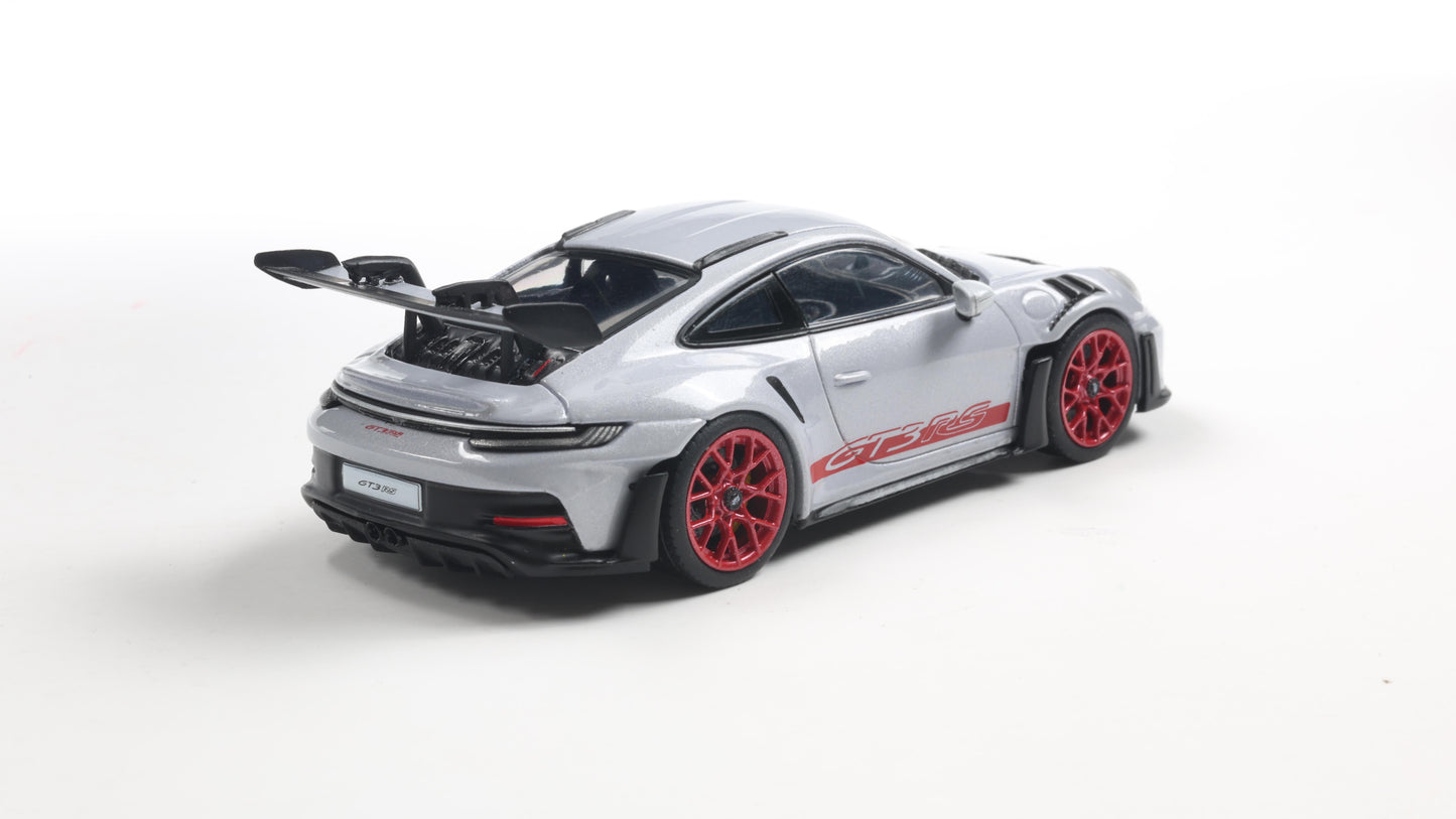 PRECOMMANDE - PORSCHE 911 (992) GT3 RS ICE GREY METALLIC W/PYRO RED 2023 - Solido - 1/43