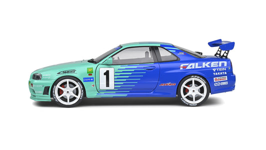 Nissan Skyline (R34) GT-R JGTC 2001 (1999) FALKEN MINT BLEU - Solido - 1/18